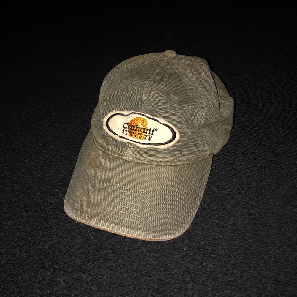 Carhartt Adjustable Hat. Green/Gray color.